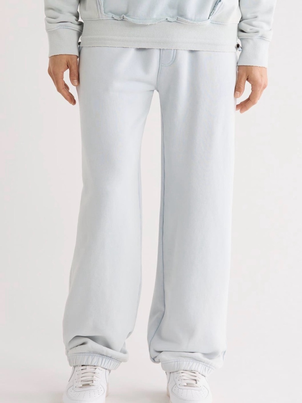 RtA Men's Light Blue Wide-Leg Sweatpants